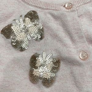 H&M Girls Knit Cardigan Butterfly Sequins Size US 4-6Y